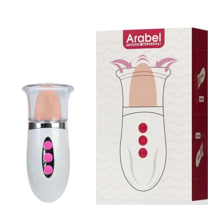 Vibrador Recarregável com Bomba de Sucção Vaginal Possui Língua Estimuladora ARABEL TONGUE