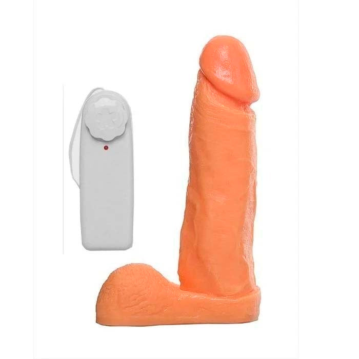 PÊNIS DE BORRACHA COM ESCROTO E VIBRO EXTERNO 19 X 4,5 CM JEITO SEXY