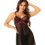 Camisola com calcinha em Renda Bicolor